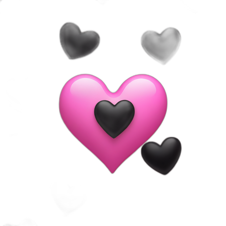 a pink heart blowing a black heart emoji