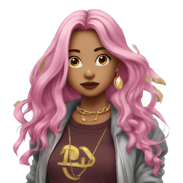 "pink haired girl in hood" emoji