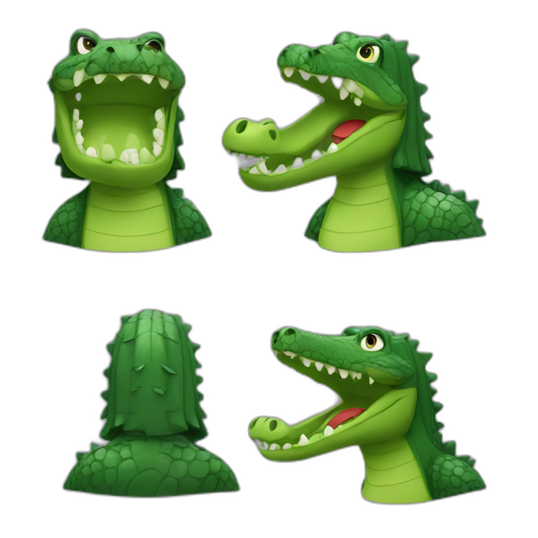 crocodile wearing a bob wig emoji