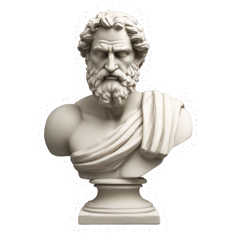Ancient Greek King Odysseus Statue Thinking with Hand on Chin, Bust only, Off white emoji