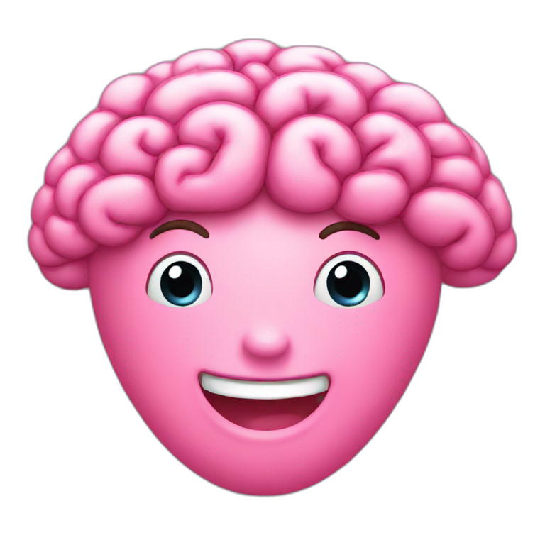 happy pink brain emoji