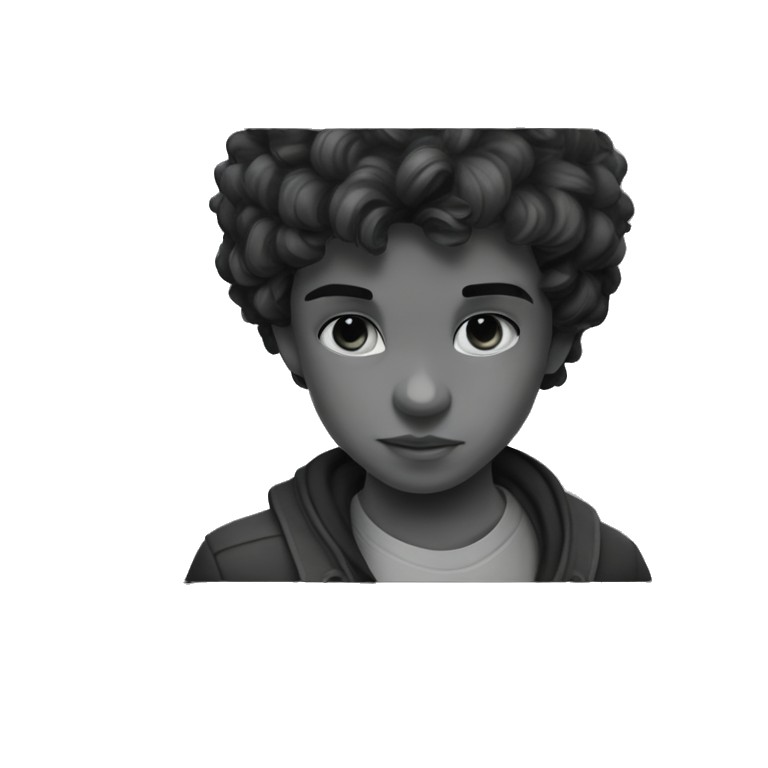 focused boy in greyscale emoji