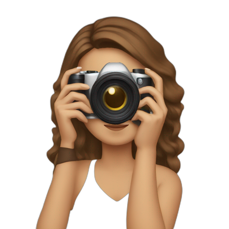 Woman taking photography with brown hair emoji