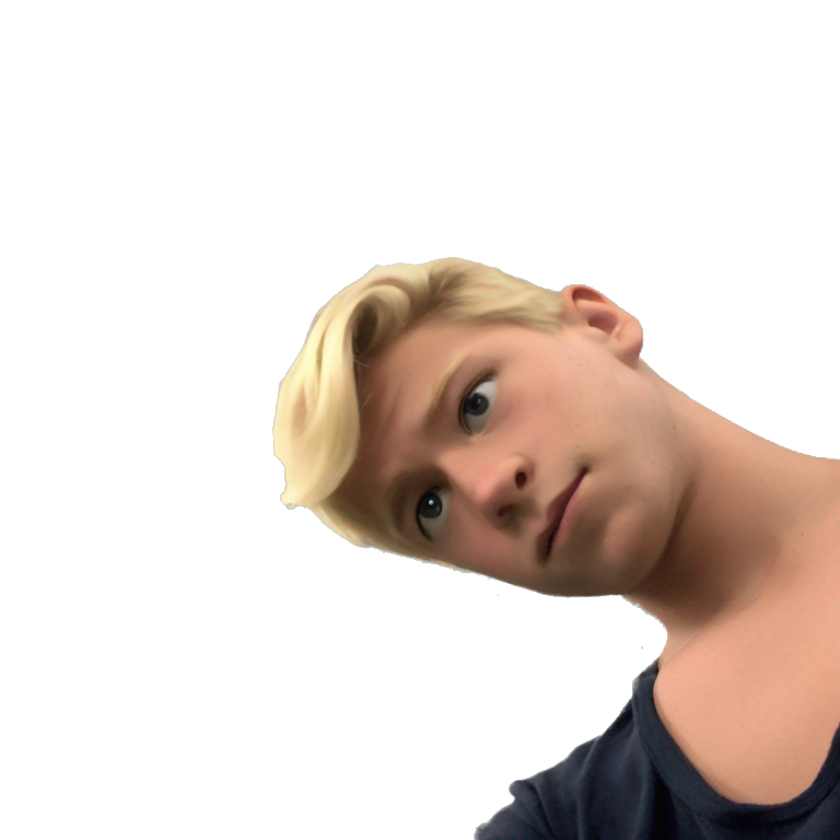confident blonde boy meme stare emoji