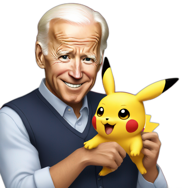 Biden holding pikachu emoji