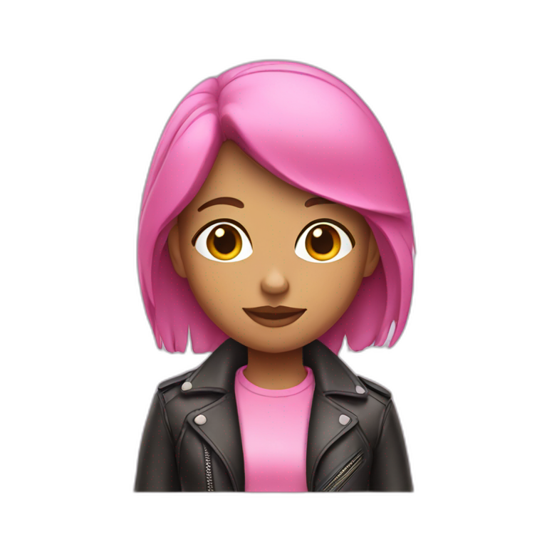 Girl in pink leather jacket emoji
