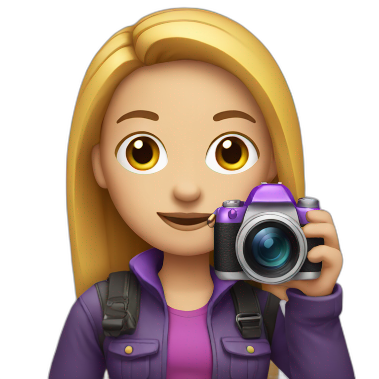 girl photographer-with-purple smartphone camera emoji