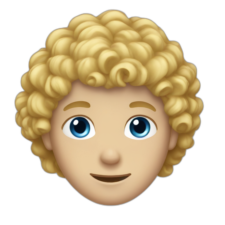 Boy with curly blond hair and blue eyes emoji