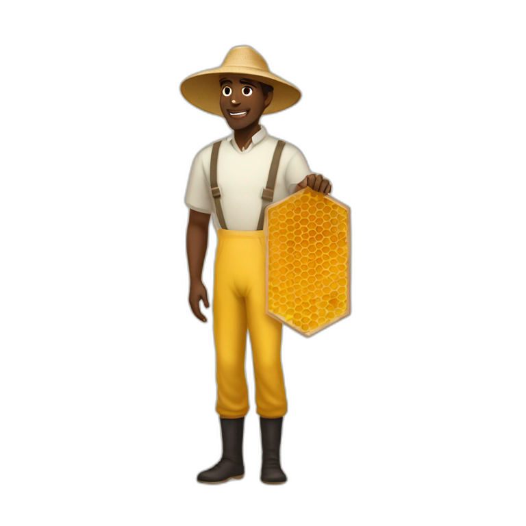 Tall black man beekeeper with honeycomb full body emoji