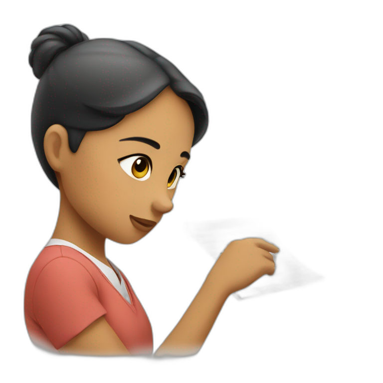 a girl looking at a timetable emoji