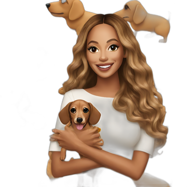 Beyoncé with cream dachshund  emoji
