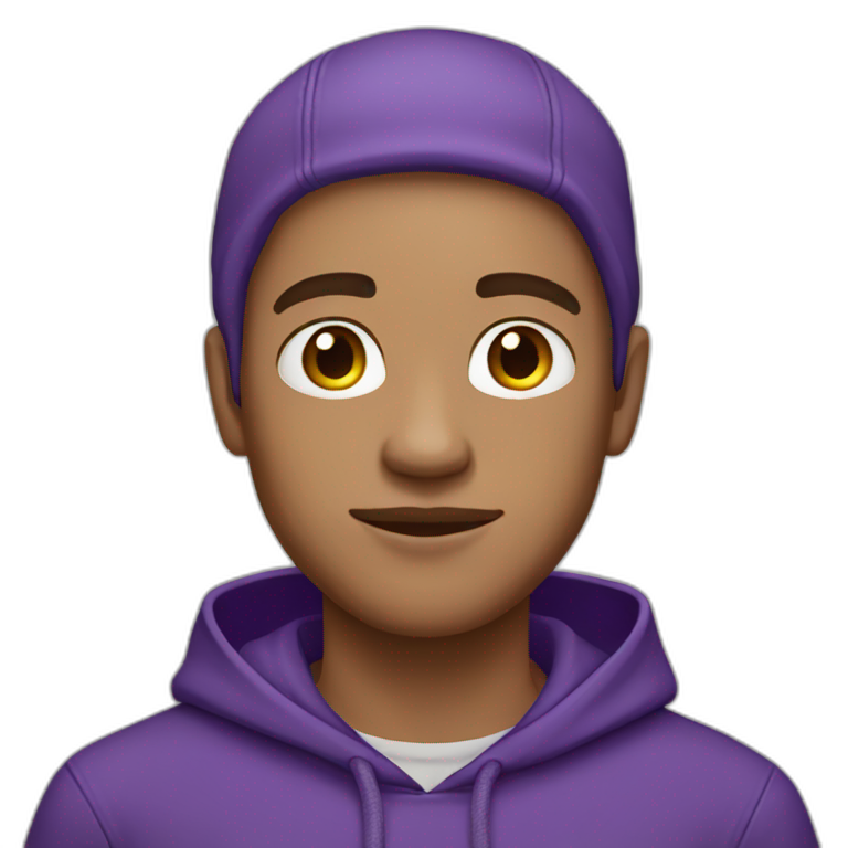 light skin tone guy with a purple hoodie emoji