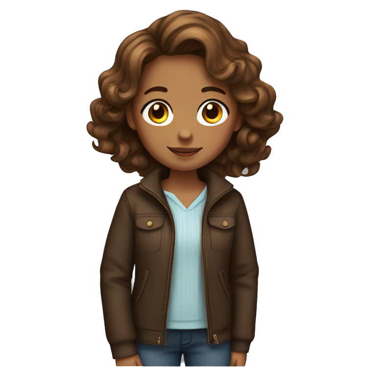 a tanned brown hair girl with wavy hair emoji
