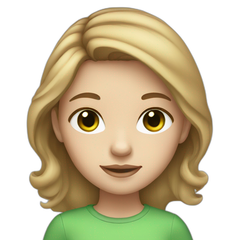 Girl with light brown hair and green eye and light skin emoji