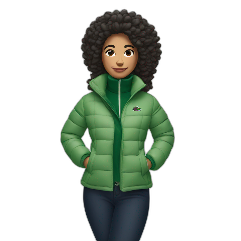 latina woman using Lacoste puffer jacket emoji