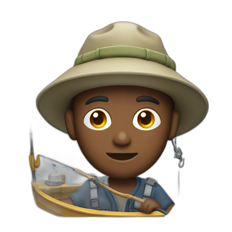 fisherman on a boat fishing with a hook emoji