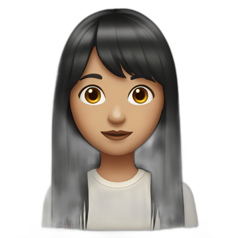 girl with long black hair and fringe emoji