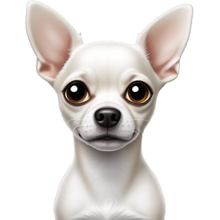 Chihuahua dog with a predominantly white face. With pointed ears. With distinctive black and white markings