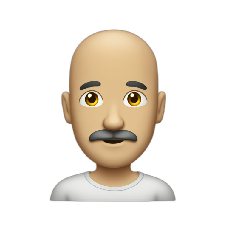 bald man with moustache and medium beard emoji