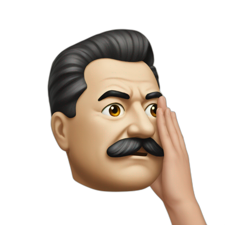 Stalin covers his face with his hand emoji