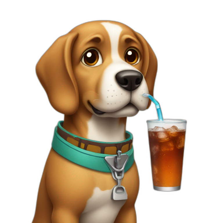 dalmartian dog drinking soda emoji