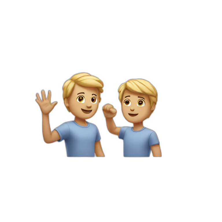 two white friends waving their arms emoji