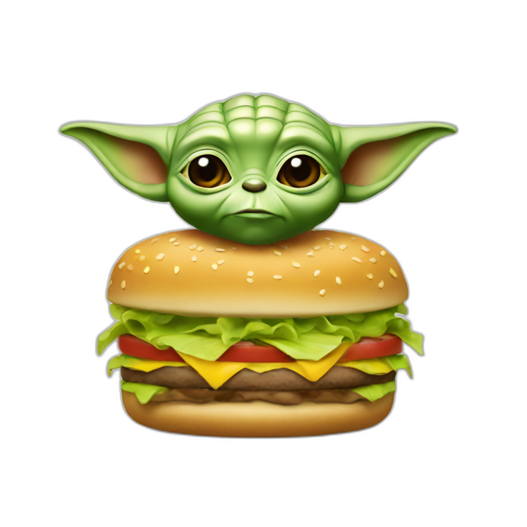 Yoda qui mange un hamburger emoji