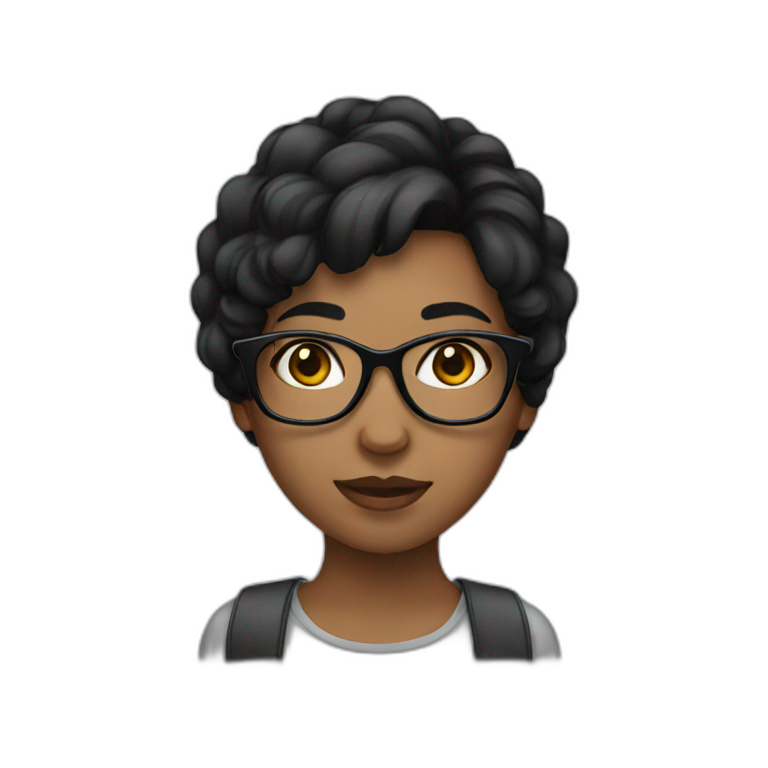 black haired girl with glasses emoji