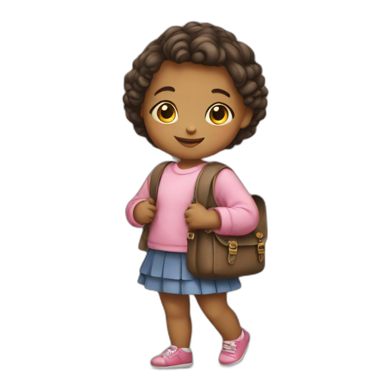 Baby girl with school bag emoji