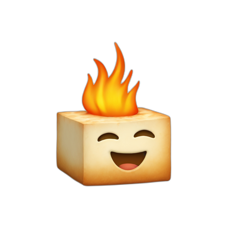 tofu on the fire emoji