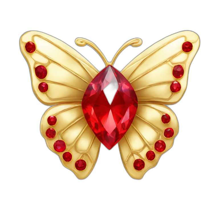gold and red diamond butterfly jewel emoji