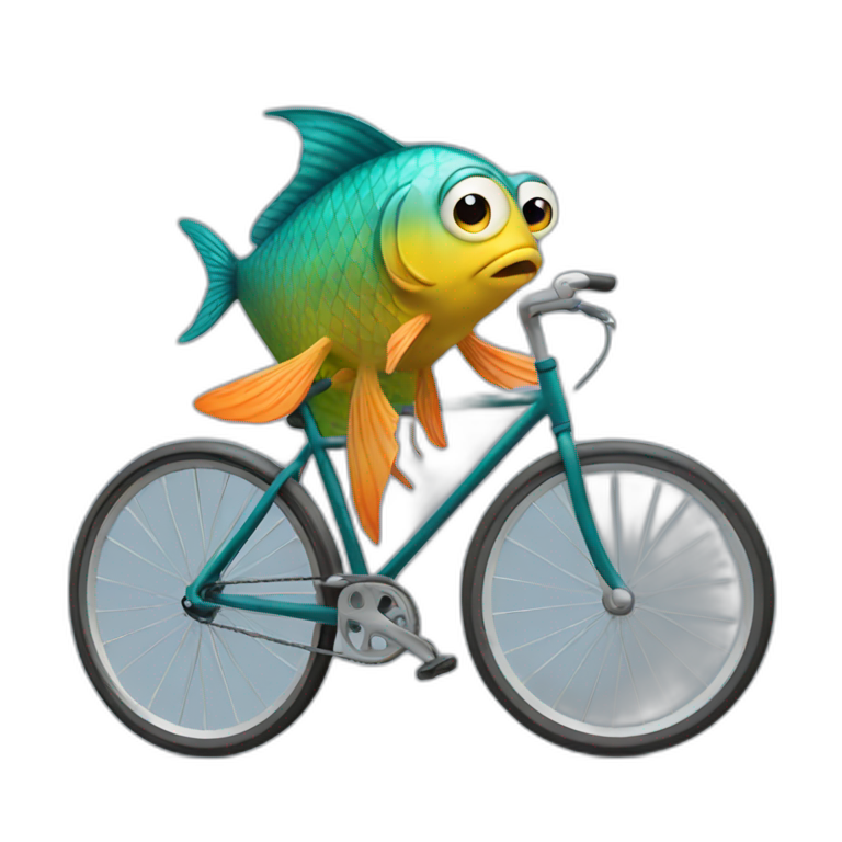 Confused fish on bycicle emoji