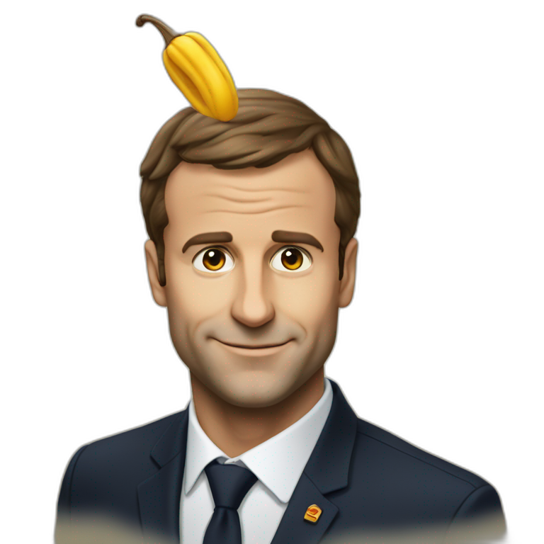 Macron avec une corne emoji
