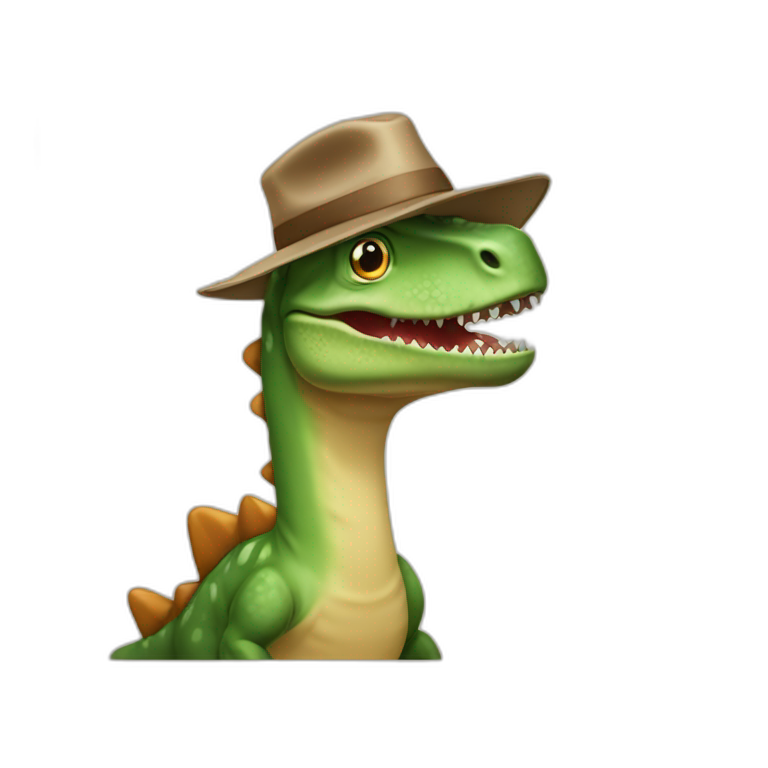 Dinosaure avec un chapeau emoji