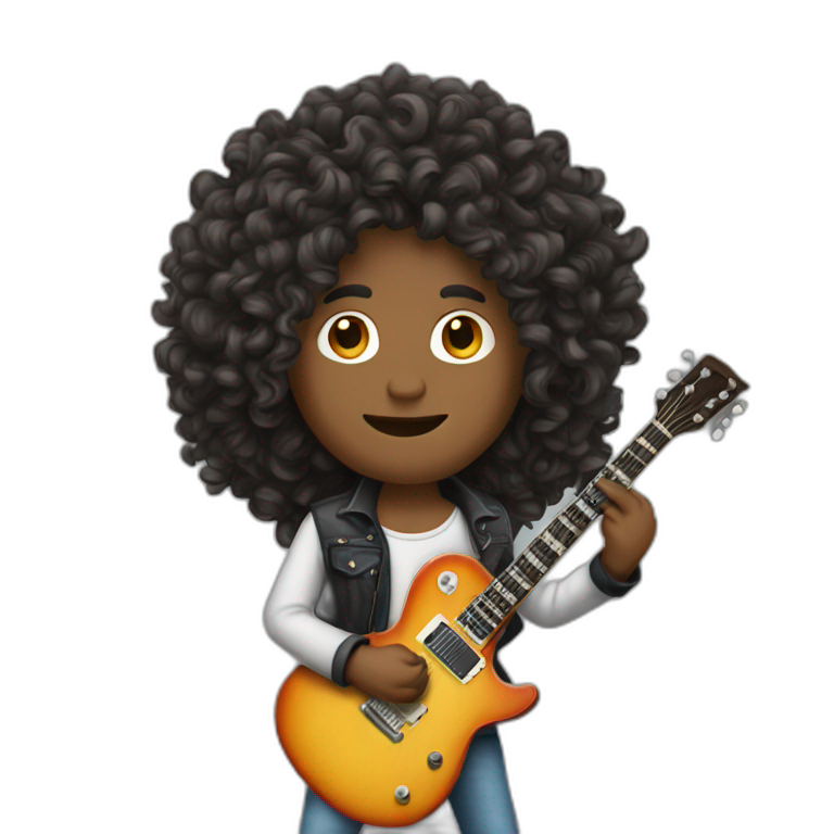 Long-curly-hair-man-guitariat emoji