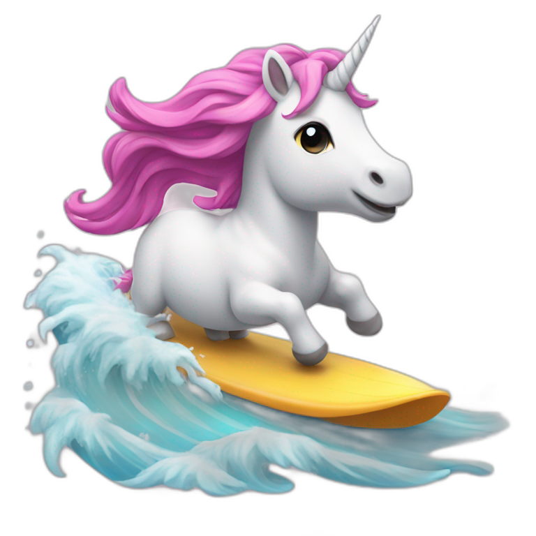 cute Unicorn surfing emoji