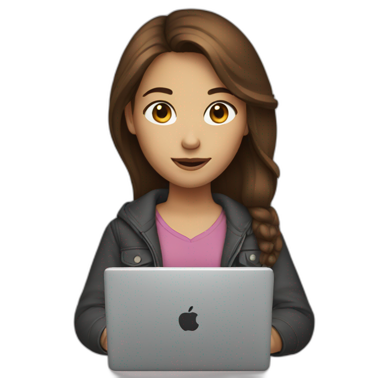 girl with brown hair and laptop emoji