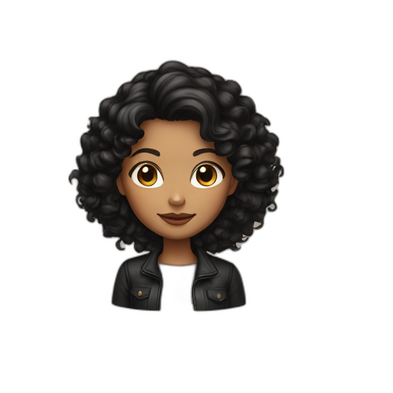 woman light brown skin long black curly hair with black cat emoji