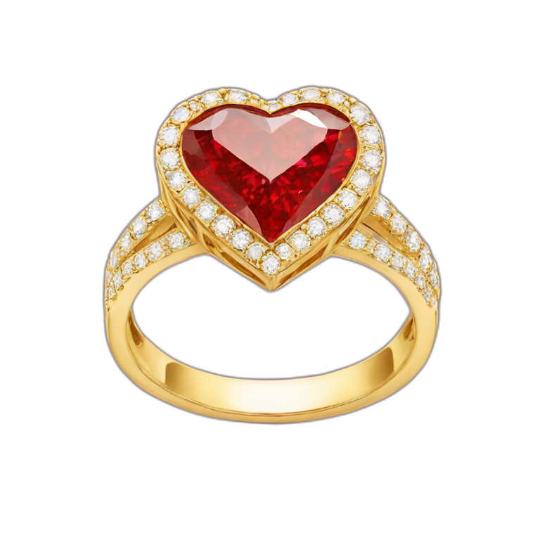 Red Diamond heart gold ring emoji