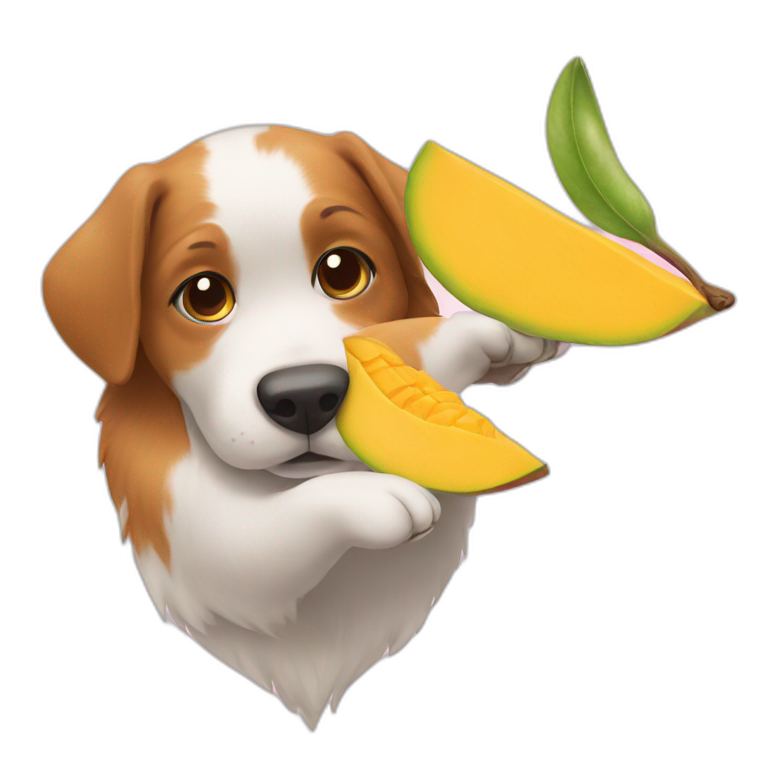 Dog liking mango emoji