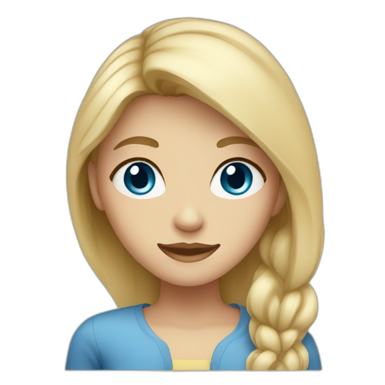 Girl with blond hair and blue eye makeblood test emoji