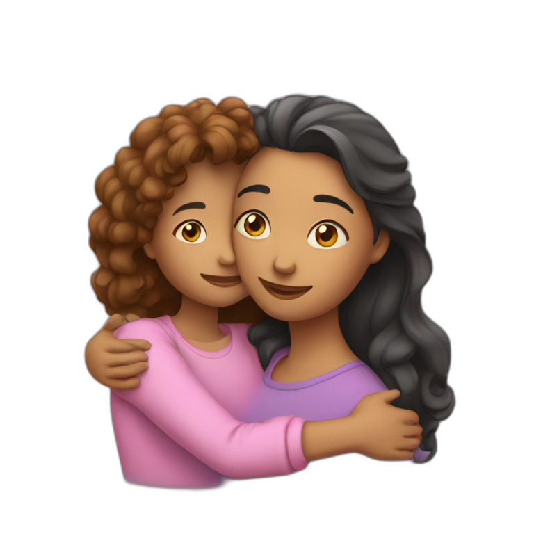 A mother and a daughter hugging  emoji