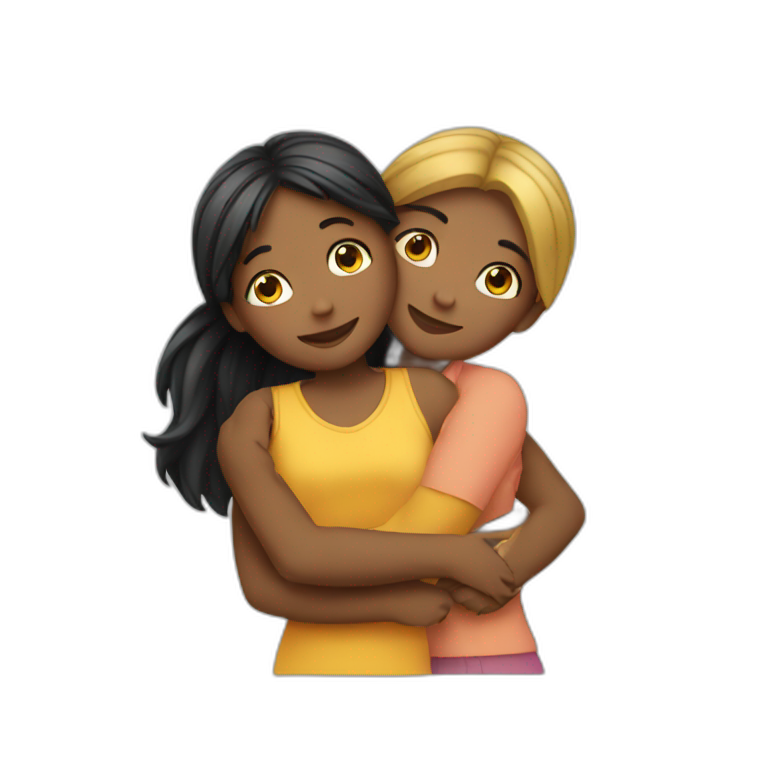 Two girls hugging  emoji