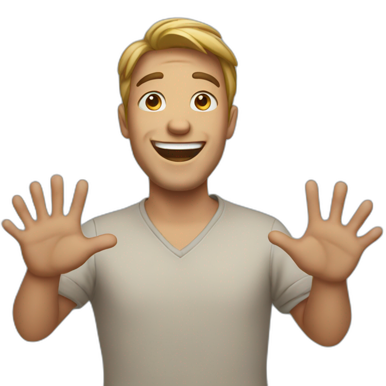 happy guy with open hands emoji