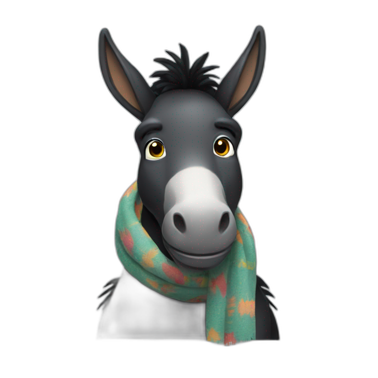 black donkey wearing scarf emoji