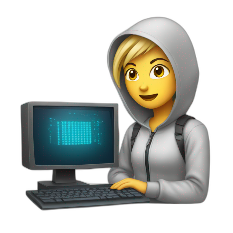 a girl computer hacking emoji