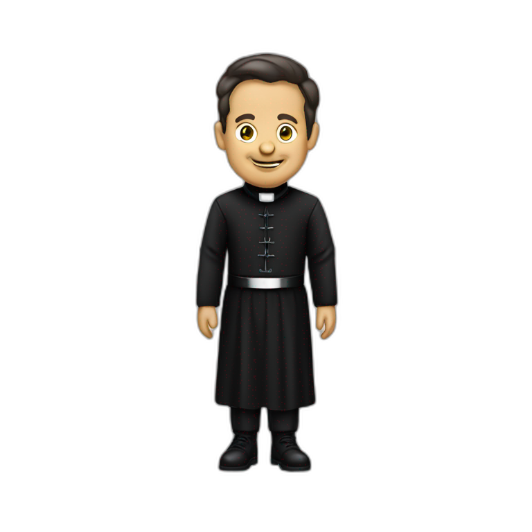 Don Bosco with a black priest suit and a biretta emoji