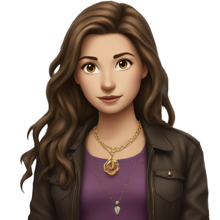 brown haired girl in jacket emoji