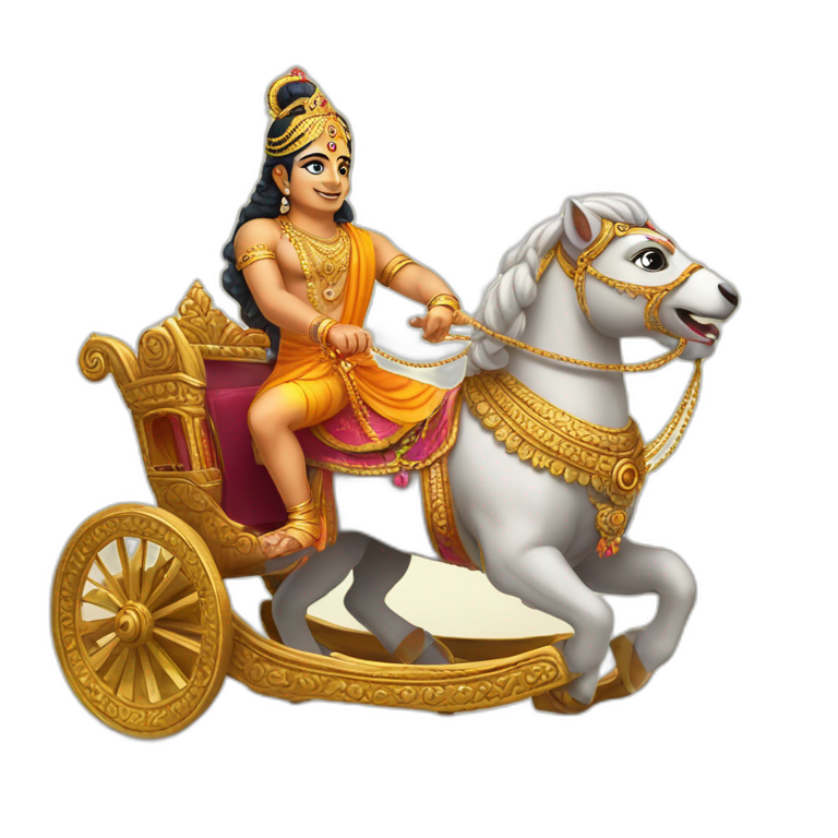 Krishna riding the chariot with Arjun emoji