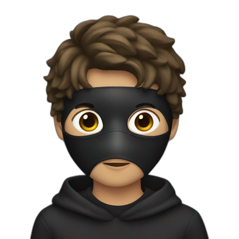 a boy with wearing a black mask emoji